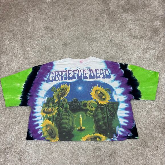 Vintage Liquid Blue Grateful Dead Tie Die T Shirt Womens Medium Crop Top Biffle - Picture 3 of 9
